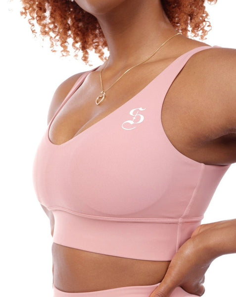 Pink workout bra sales